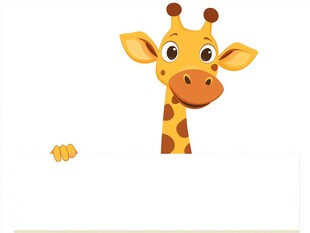 可爱长颈鹿手持空白标牌