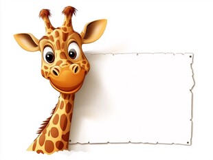 长颈鹿俏皮现身空白板旁