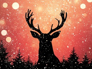 冬日鹿影与梦幻雪景