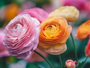 多彩花毛茛绽放美丽瞬间