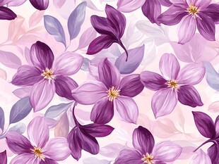 紫色花卉浪漫无缝图案