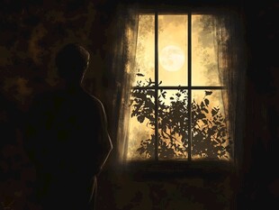 窗边静立的孤独身影