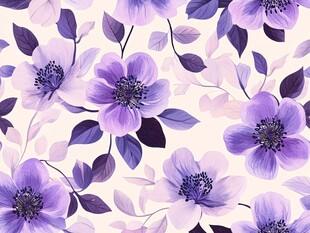 紫色花卉无缝图案设计