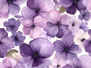 紫色花卉水彩无缝图案