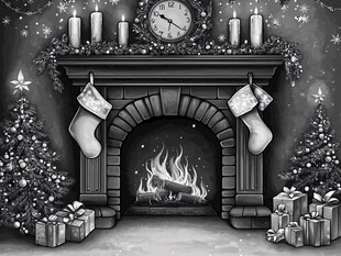 圣诞壁炉温馨节日场景