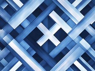 蓝色几何交错抽象图案
