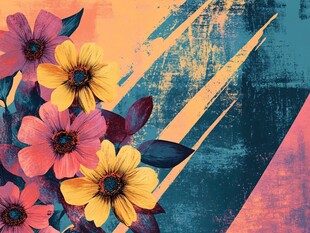 花卉与几何背景艺术插画