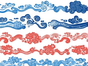 中式传统云纹海浪图案集