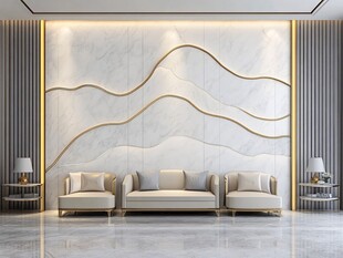 现代轻奢风客厅沙发背景墙