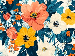 多彩花卉图案设计