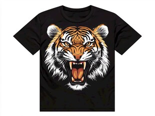 个性虎头印花黑色T恤