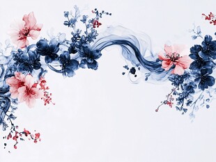 水墨花卉装饰元素