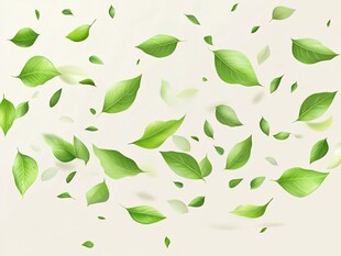飞舞的嫩绿叶片