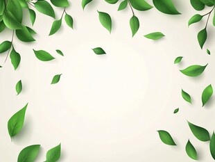 绿叶环绕的清新空白背景