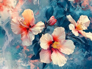 梦幻芙蓉花绽放美景