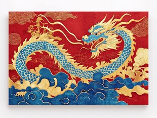 祥龙戏云海 国风祥瑞图