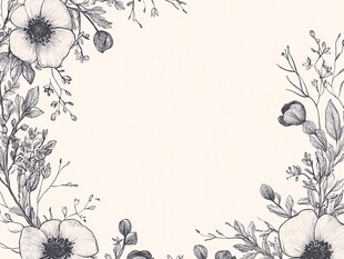 花卉边框手绘简约插画