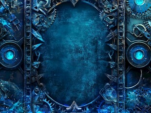 科幻机械风蓝色边框背景