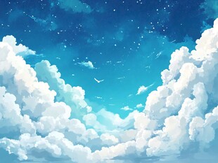 梦幻星空下的云海景象