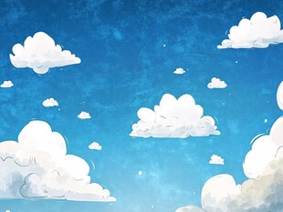 梦幻蓝天与蓬松云朵