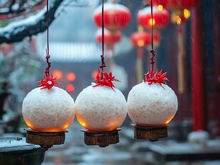 元宵佳节挂起的美丽灯球