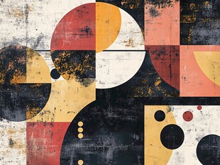 抽象几何复古风格艺术画作