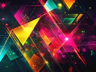 炫彩几何抽象科技背景图