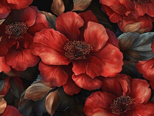 热烈绽放的红色花卉图案