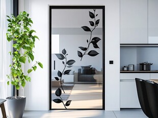 简约玻璃门装饰绿植室内景