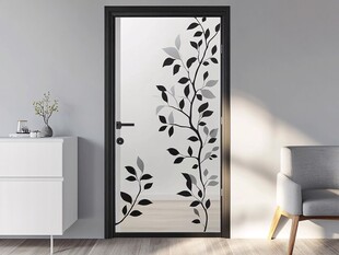 简约花叶图案玻璃室内门