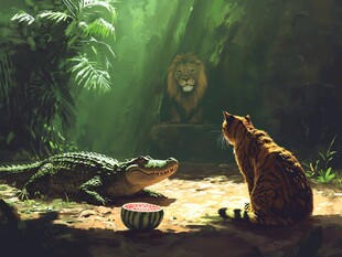 狮鳄猫的奇妙丛林场景