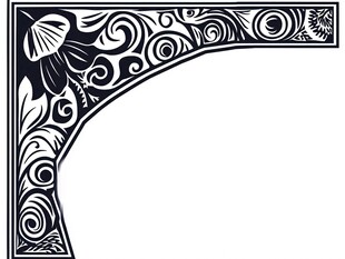 黑白复古花纹边角装饰图