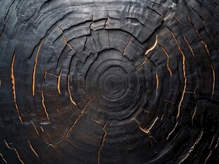 碳化木截面的独特纹理