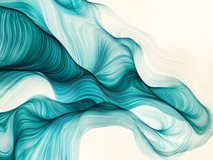 蓝绿渐变流动抽象艺术图案