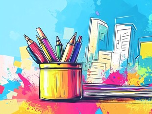 彩色笔筒里的多彩文具