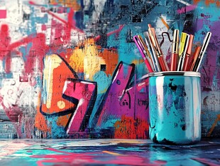 涂鸦风画笔静物展示