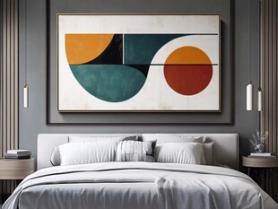 现代简约卧室的抽象挂画