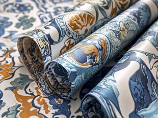 复古花纹布料卷