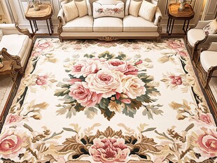 欧式花卉图案奢华客厅地毯