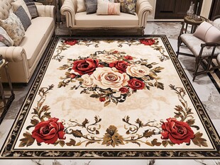 欧式花卉图案精美客厅地毯