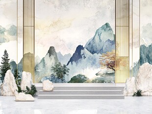中式山水风室内玄关美景