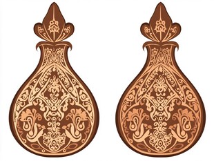 复古花纹装饰瓶图案设计