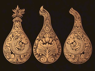 中式古典花纹金质瓶饰