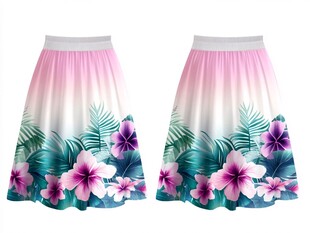 渐变花卉图案半身裙
