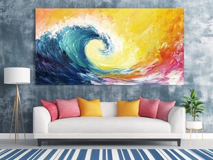 绚丽海浪油画装饰客厅