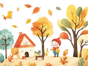 秋日童趣 孩子与自然美景