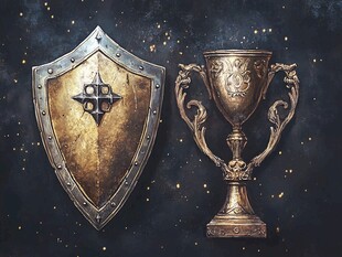 复古盾牌与华丽奖杯