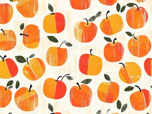 手绘风橙色苹果图案背景