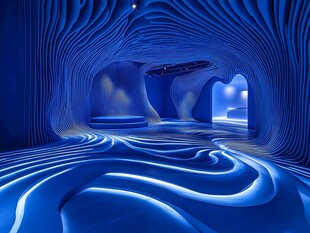 蓝色梦幻洞穴风室内空间