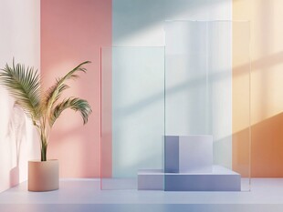 清新多彩空间中的展示场景